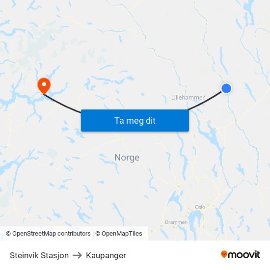 Steinvik Stasjon to Kaupanger map