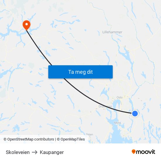 Skoleveien to Kaupanger map