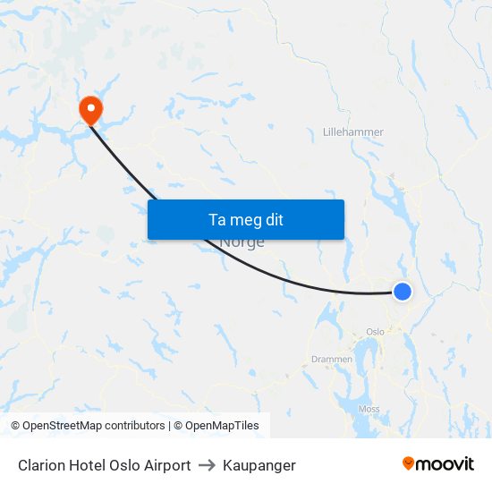 Clarion Hotel Oslo Airport to Kaupanger map