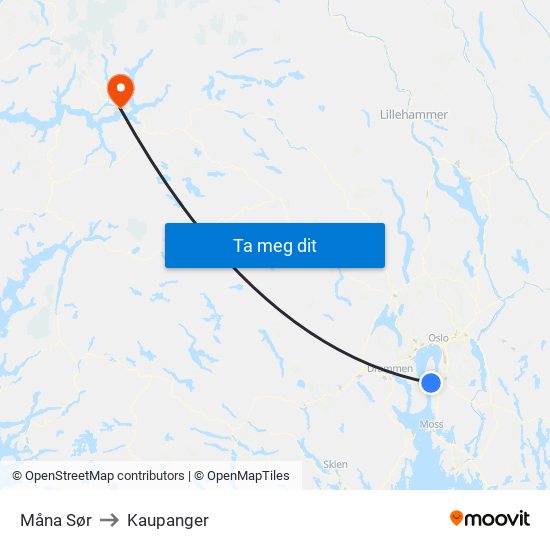 Måna Sør to Kaupanger map
