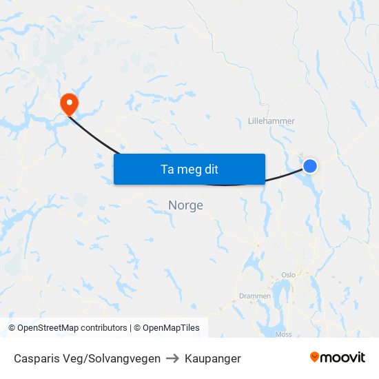 Casparis Veg/Solvangvegen to Kaupanger map