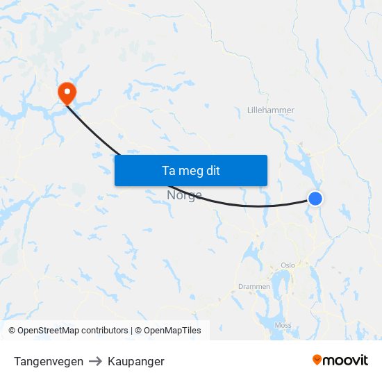 Tangenvegen to Kaupanger map