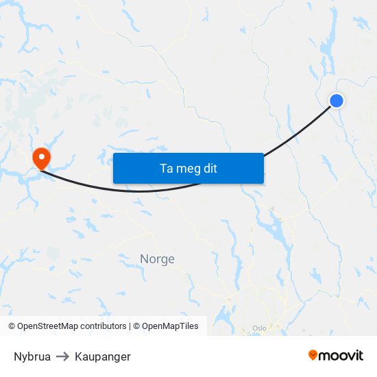 Nybrua to Kaupanger map