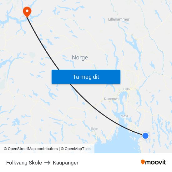 Folkvang Skole to Kaupanger map