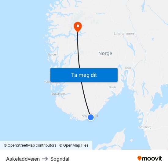 Askeladdveien to Sogndal map