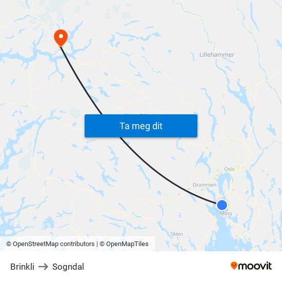 Brinkli to Sogndal map
