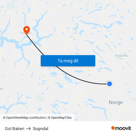 Gol Bakeri to Sogndal map
