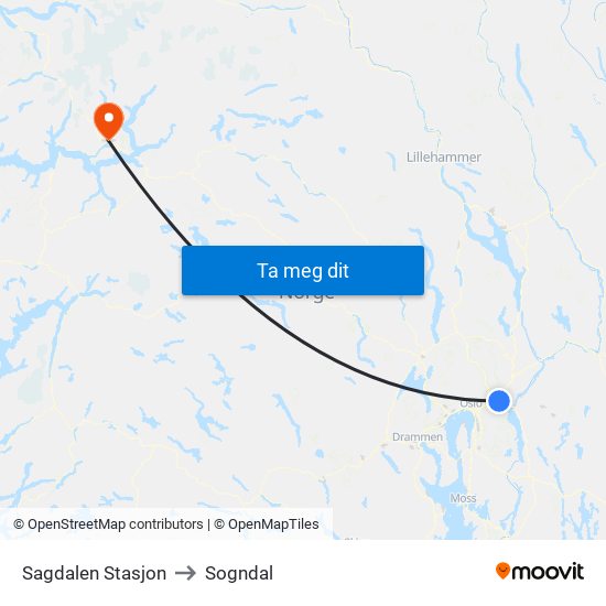 Sagdalen Stasjon to Sogndal map