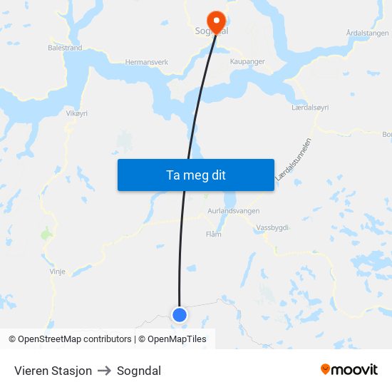 Vieren Stasjon to Sogndal map