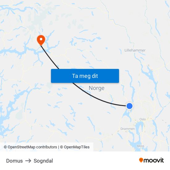 Domus to Sogndal map