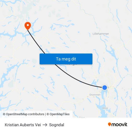 Kristian Auberts Vei to Sogndal map