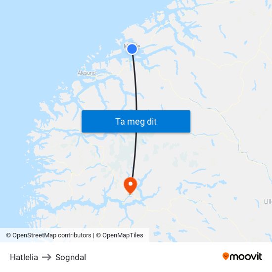 Hatlelia to Sogndal map