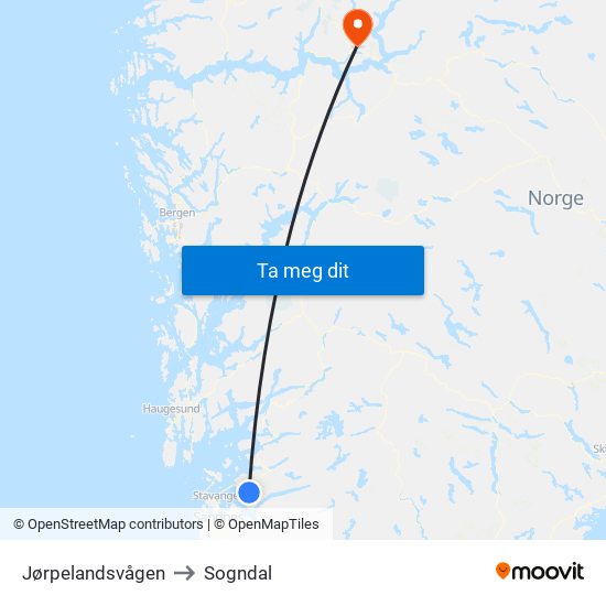 Jørpelandsvågen to Sogndal map