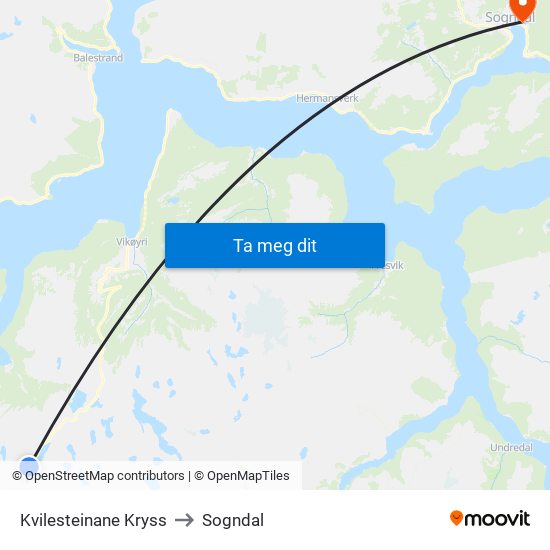 Kvilesteinane Kryss to Sogndal map
