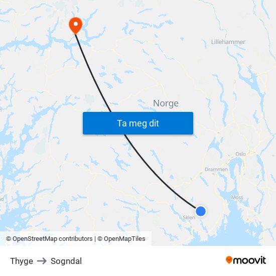 Thyge to Sogndal map