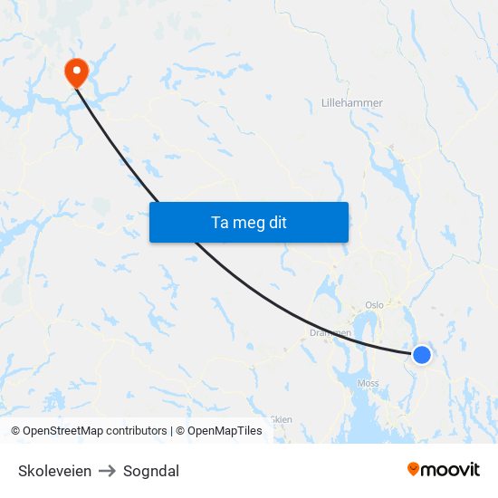 Skoleveien to Sogndal map