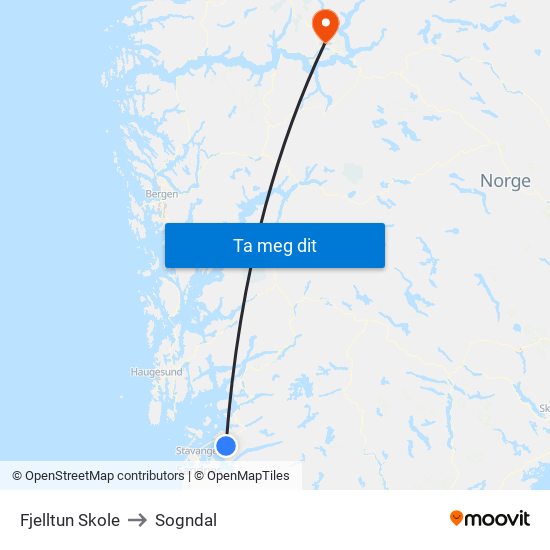 Fjelltun Skole to Sogndal map