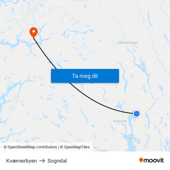 Kværnerbyen to Sogndal map