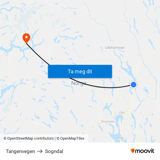 Tangenvegen to Sogndal map