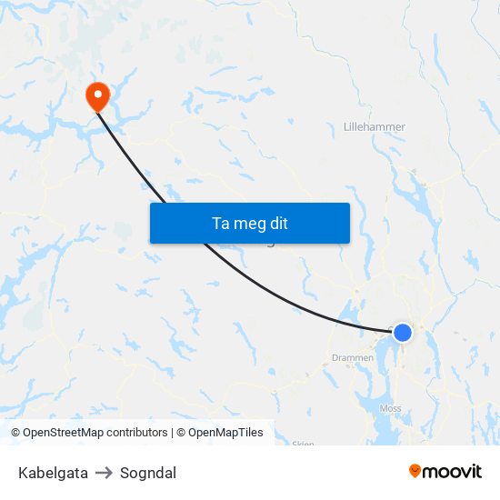 Kabelgata to Sogndal map