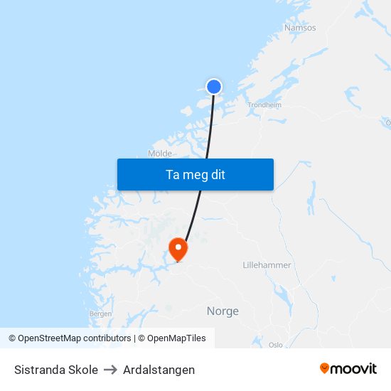 Sistranda Skole to Ardalstangen map