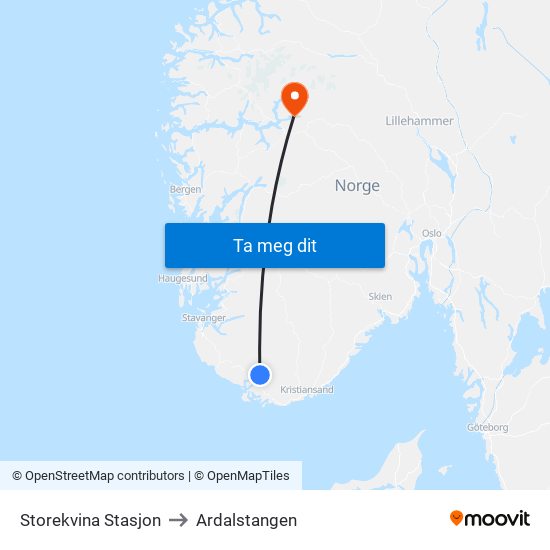 Storekvina Stasjon to Ardalstangen map