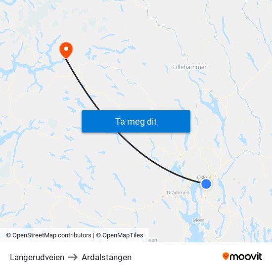 Langerudveien to Ardalstangen map