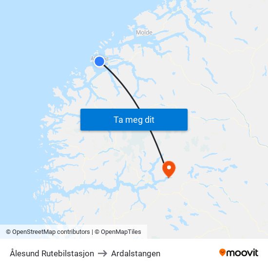 Ålesund Rutebilstasjon to Ardalstangen map