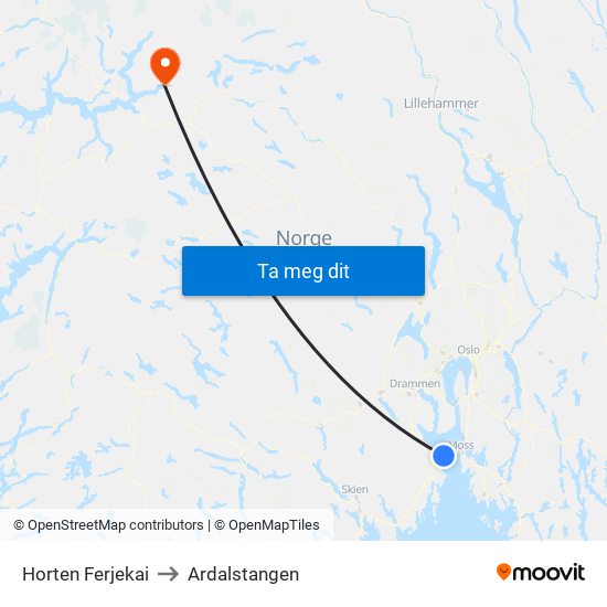 Horten Ferjekai to Ardalstangen map