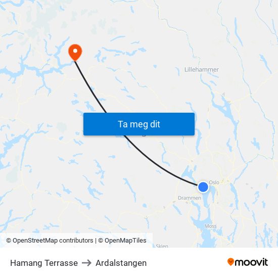 Hamang Terrasse to Ardalstangen map