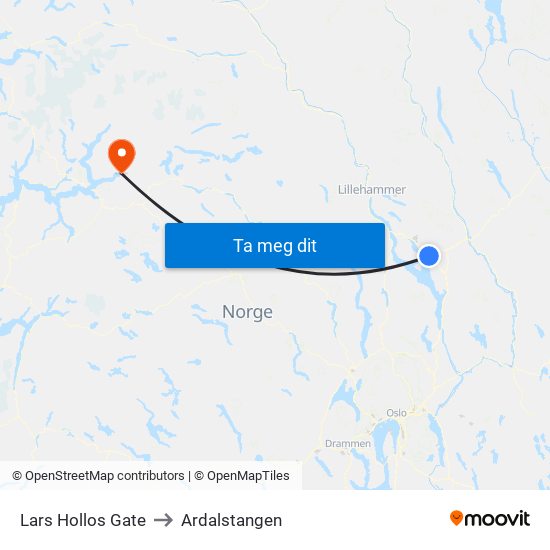Lars Hollos Gate to Ardalstangen map