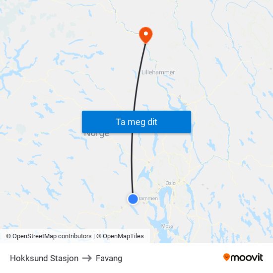 Hokksund Stasjon to Favang map