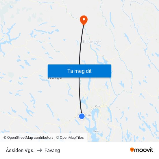 Åssiden Vgs. to Favang map