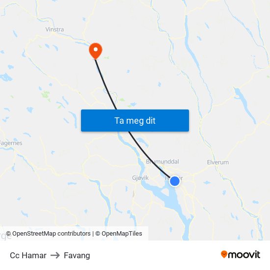 Cc Hamar to Favang map