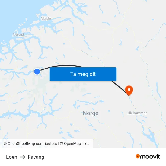 Loen to Favang map