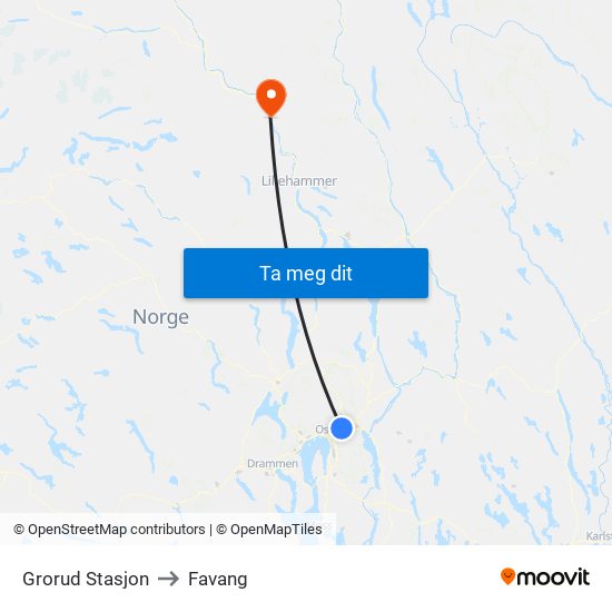 Grorud Stasjon to Favang map