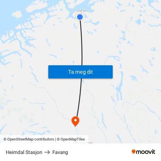 Heimdal Stasjon to Favang map