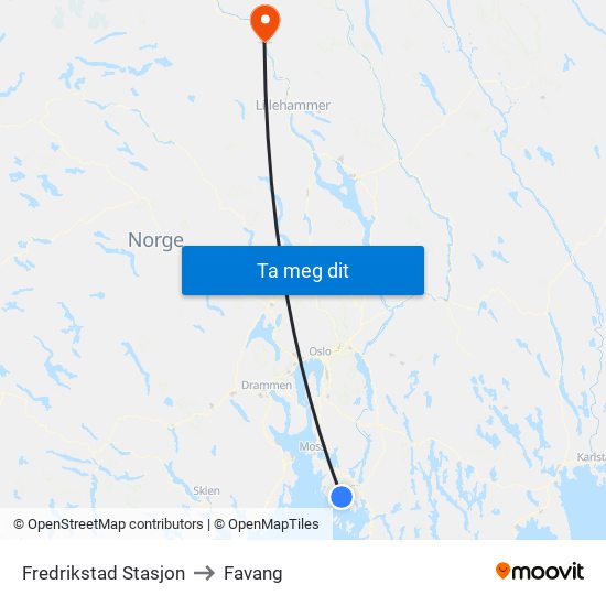 Fredrikstad Stasjon to Favang map