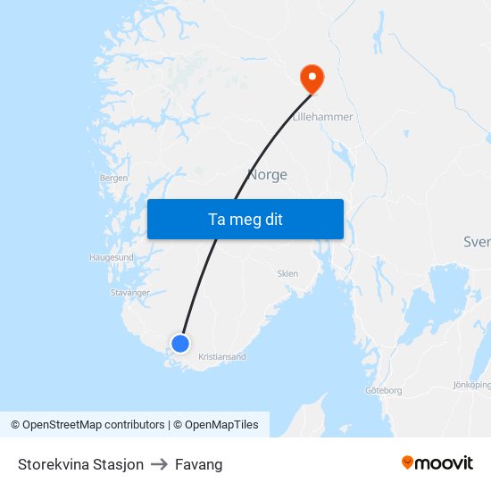 Storekvina Stasjon to Favang map