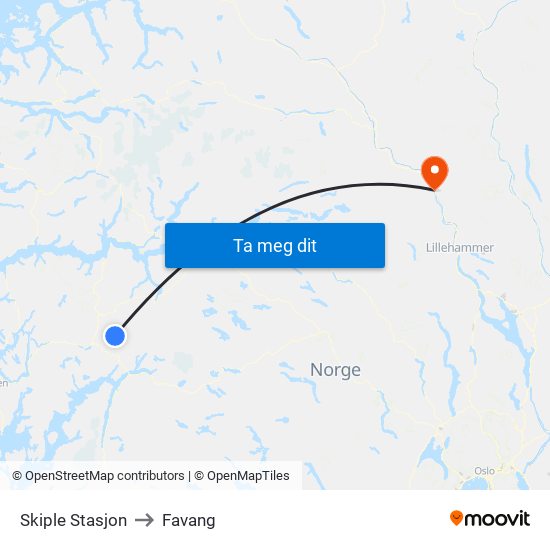 Skiple Stasjon to Favang map
