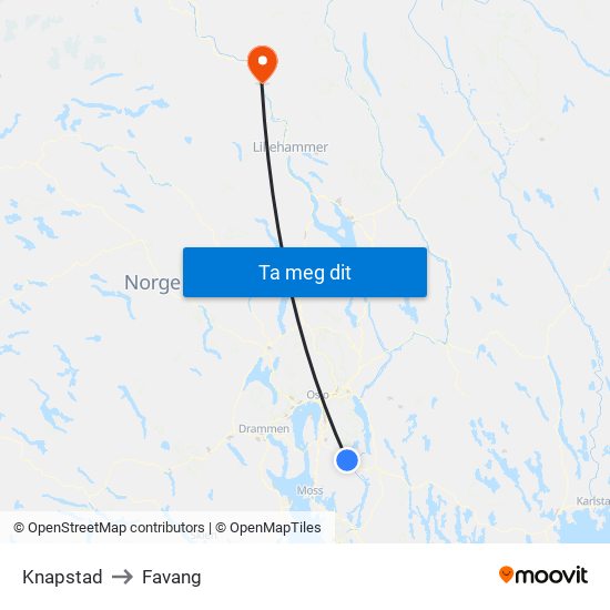Knapstad to Favang map