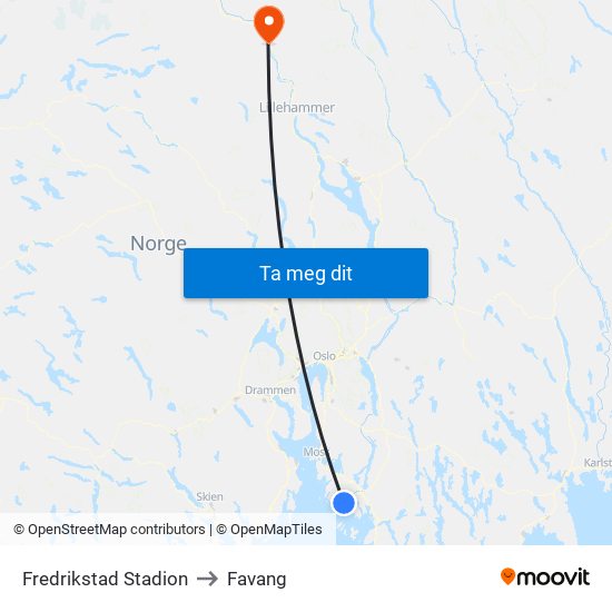 Fredrikstad Stadion to Favang map