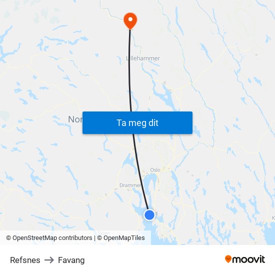 Refsnes to Favang map
