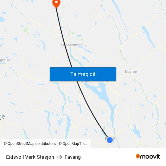 Eidsvoll Verk Stasjon to Favang map