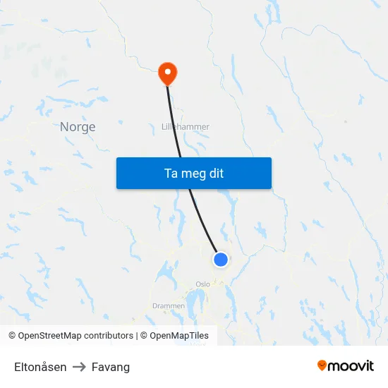 Eltonåsen to Favang map