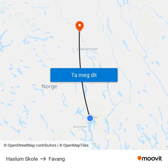 Haslum Skole to Favang map