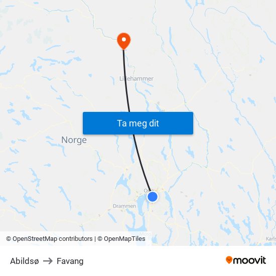 Abildsø to Favang map