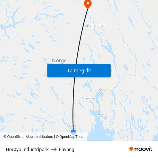 Herøya Industripark to Favang map