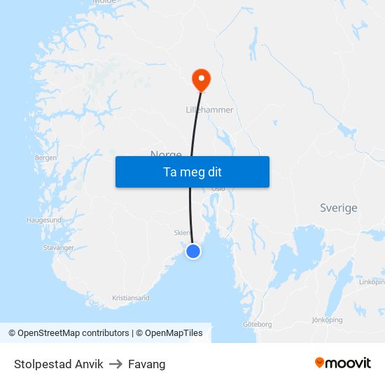 Stolpestad Anvik to Favang map