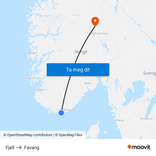 Fjell to Favang map